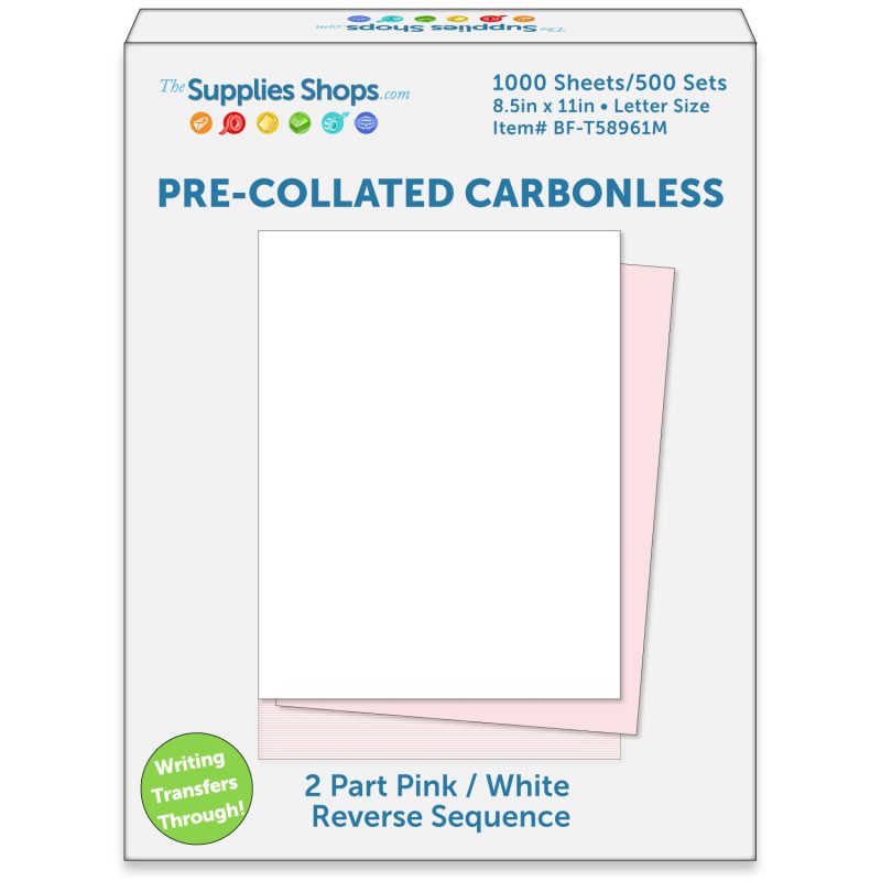 2-Part Reverse Sequence Pink / White Pre-Collated Carbonless Paper (Carton of 1000 Sheets)