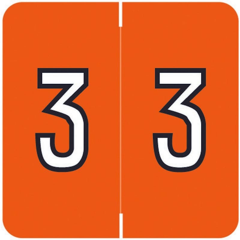Barkley FNBRM Compatible "3" Numeric Labels, Laminated Stock, 1-1/2" x 1-1/2" Individual Numbers - Roll of 500