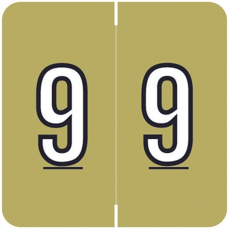 Barkley FNBRM Compatible "9" Numeric Labels, Laminated Stock, 1-1/2" x 1-1/2" Individual Numbers - Roll of 500