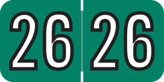 Barkley Compatible "26" Yearband Labels, Laminated Stock 1-1/2" x 3/4" - 500 per Roll
