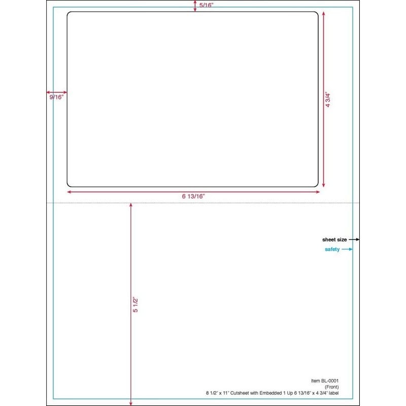 6-13/16" x 4-3/4" (6.8125" x 4.75" ) Integrated Laser Label Form Sheet, 1 Label (Lot of 250) - Image 2