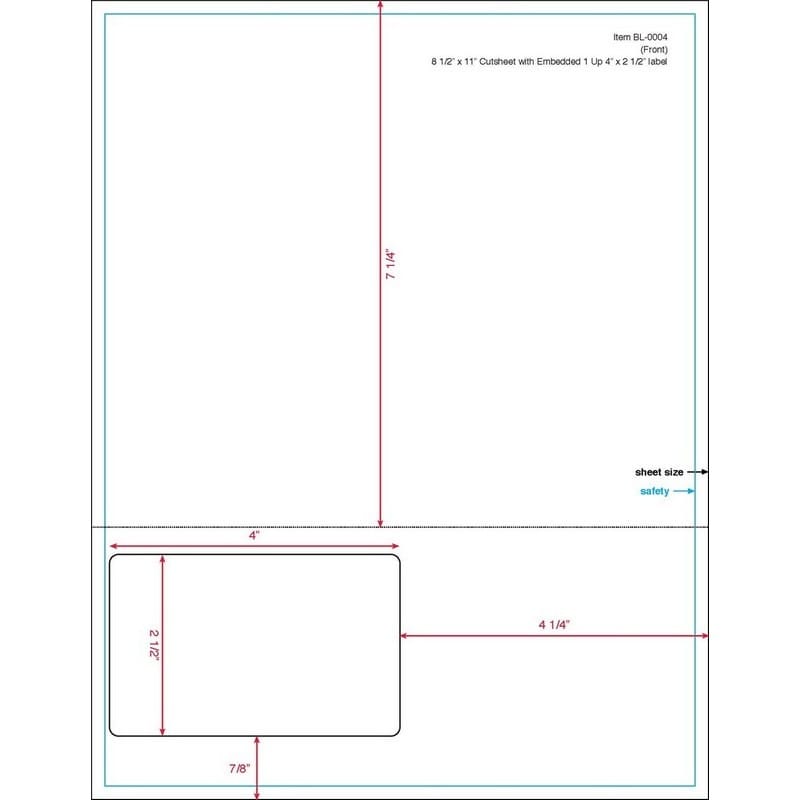 4" x 2-1/2" (4" x 2.5") Integrated Laser Label Form Sheet, 1 Label Left Edge (Carton of 1000) - Image 2