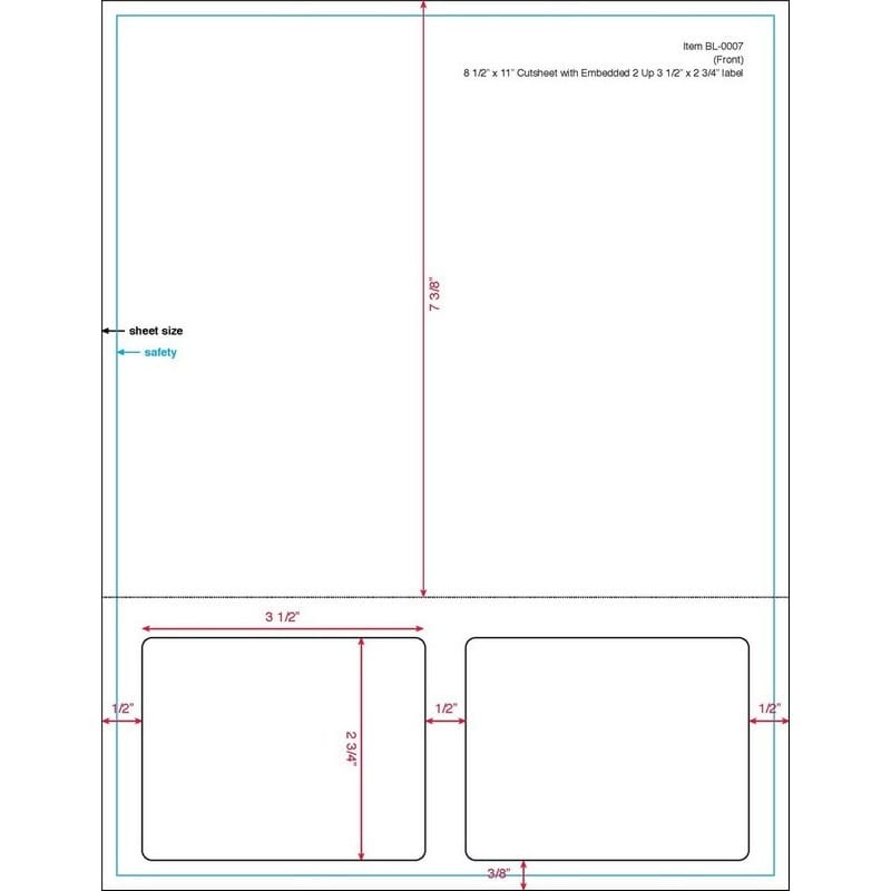 3-1/2" x 2-3/4" (3.5" x 2.75") Integrated Laser Label Form Sheets, 2 Up Labels (Lot of 250) - Image 2