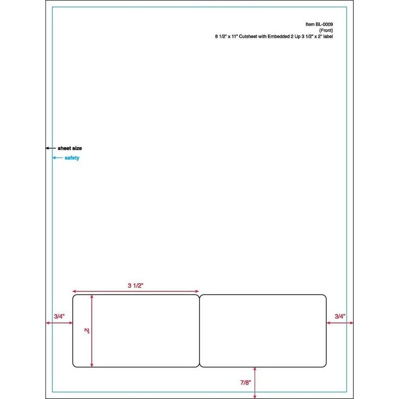 3-1/2" x 2" (3.5" x 2") Integrated Laser Label Form Sheets, 2 Up Labels (Carton of 1000) - Image 2
