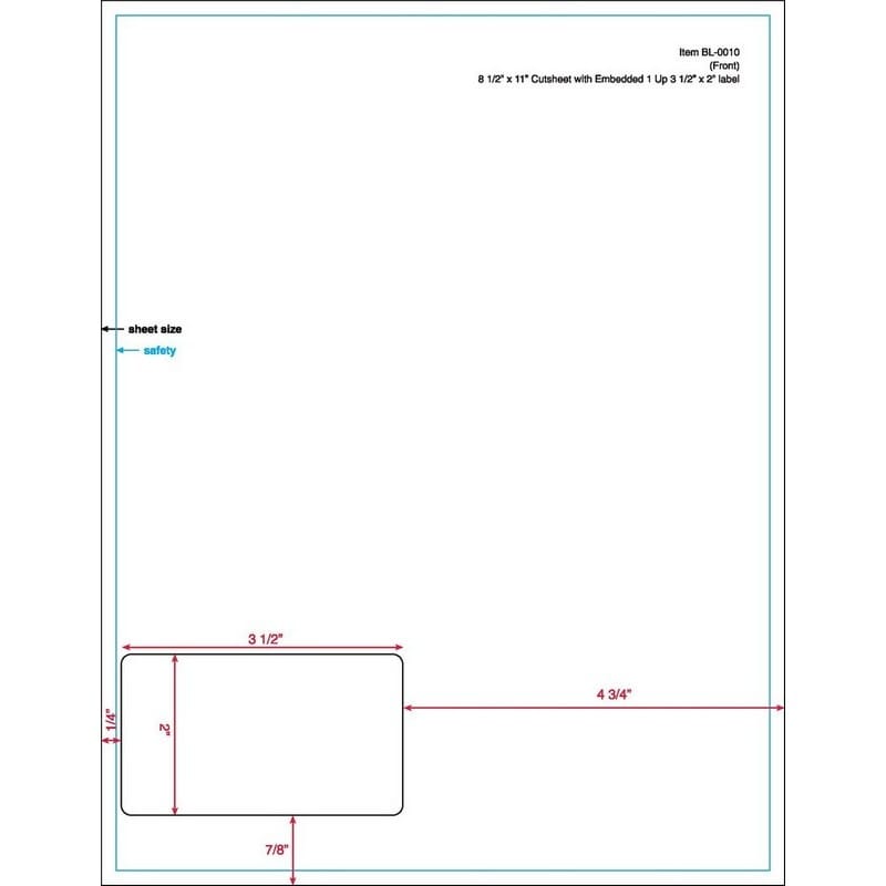 3-1/2" x 2" (3.5" x 2") Integrated Laser Label Form Sheets, 1 Label Left Edge (Carton of 1000) - Image 2