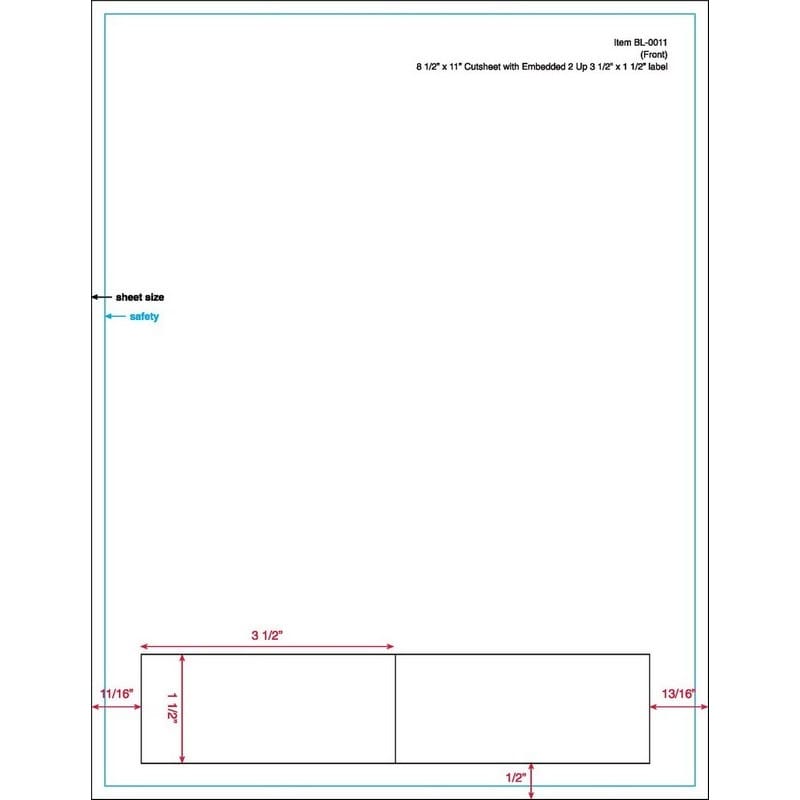 3-1/2" x 1-1/2" (3.5" x 1.5") Integrated Laser Label Form Sheets, 2 Up Labels (Lot of 250) - Image 2