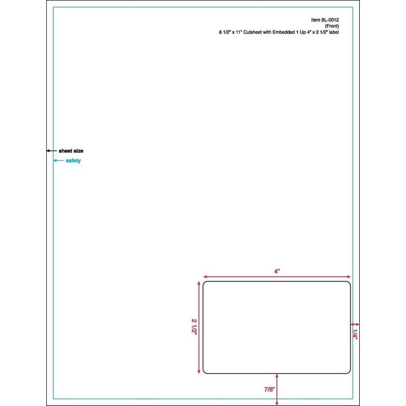 4" x 2-1/2" (4" x 2.5") Integrated Laser Label Form Sheet, 1 Label Right Edge (Carton of 1000) - Image 2