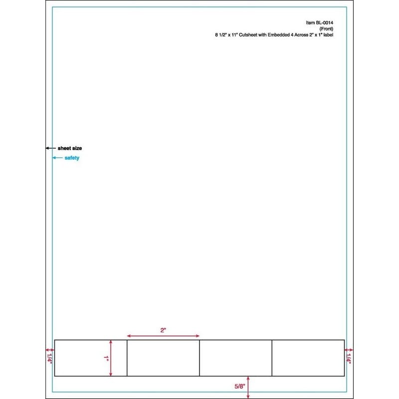 2" x 1" Integrated Laser Label Form Sheets, 4 Across Labels (Lot of 250) - Image 2