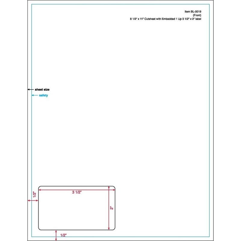 3-1/2" x 2" (3.5" x 2") Integrated Laser Label Form Sheets, 1 Label Left Side (Lot of 250) - Image 2