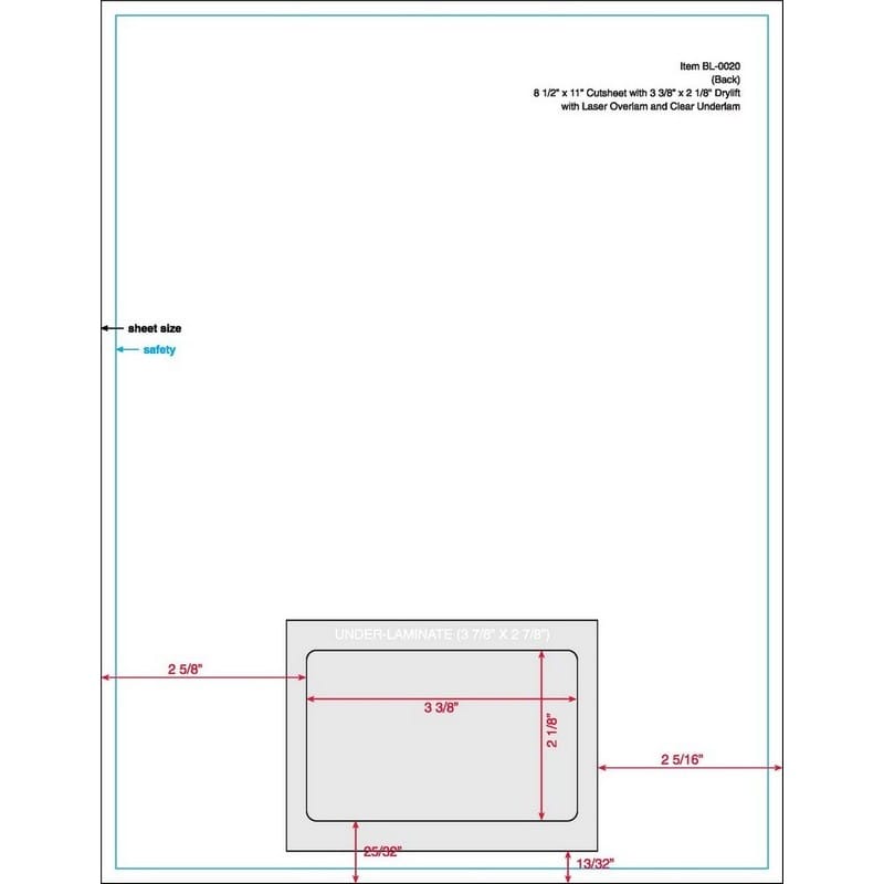 3-3/8" x 2-1/8" (3.375" x 2.125") Integrated Laser Card Form Sheets, 1 Card Centered (Lot of 250) - Image 3