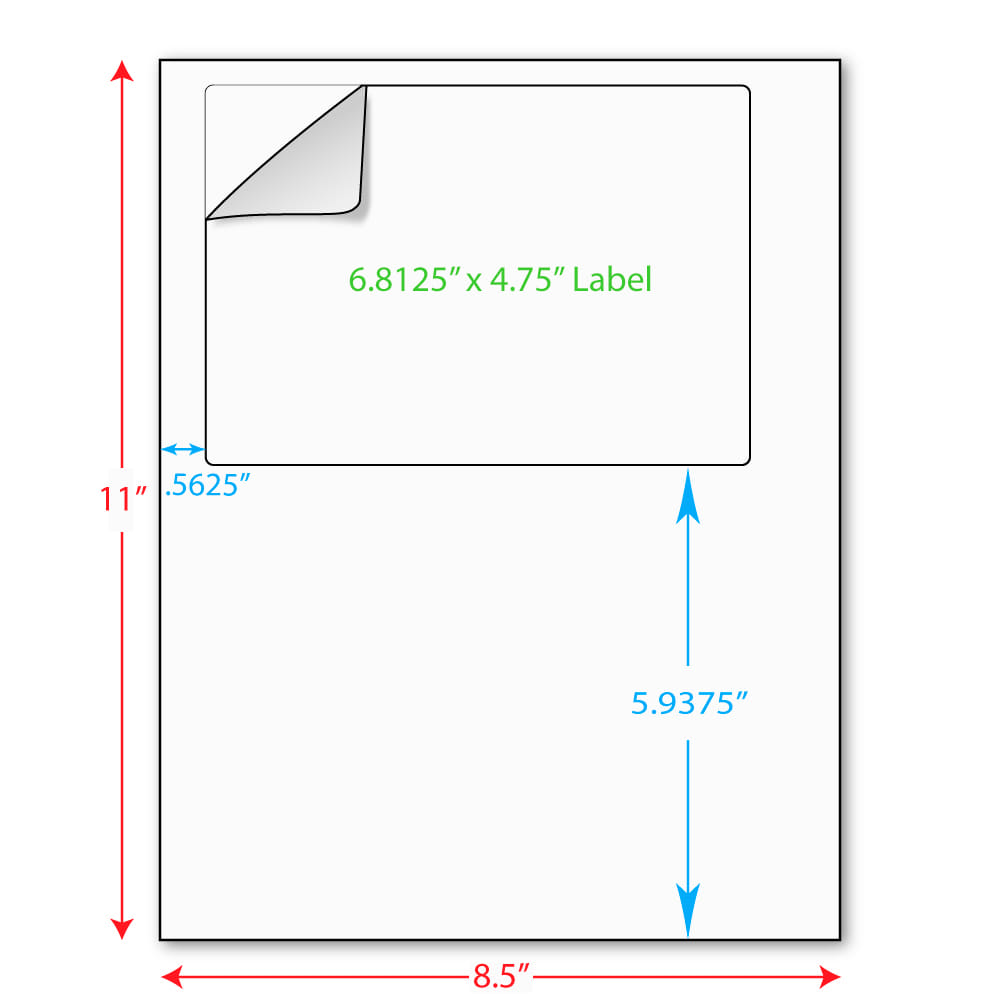 6-13/16" x 4-3/4" (6.8125" x 4.75" ) Integrated Laser Label Form Sheet, 1 Label (Lot of 250)