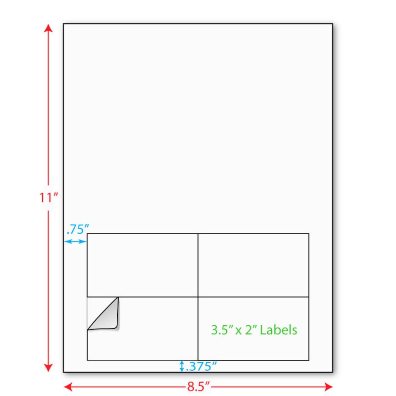 3-1/2" x 2" (3.5" x 2") Integrated Laser Label Form Sheets, 4 Up Labels (Carton of 1000)