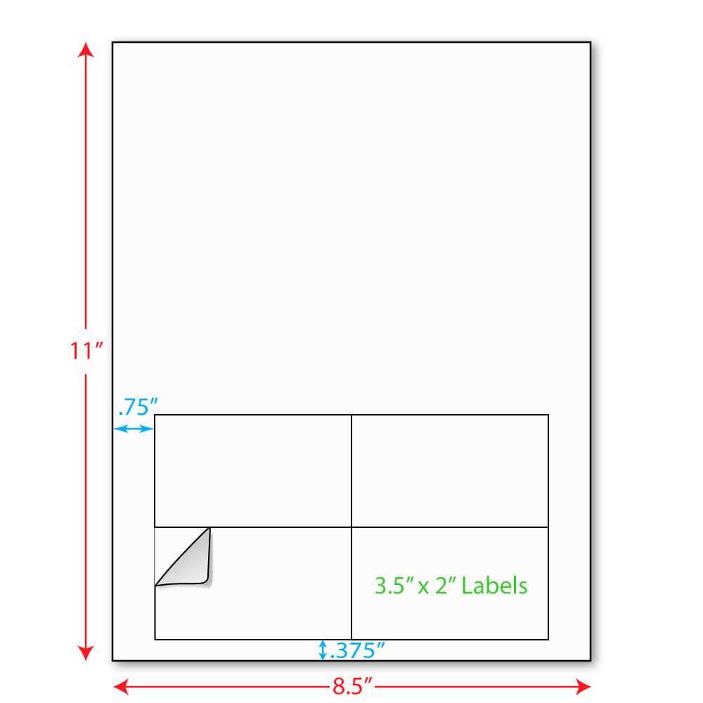 3-1/2" x 2" (3.5" x 2") Integrated Laser Label Form Sheets, 4 Up Labels (Carton of 1000)