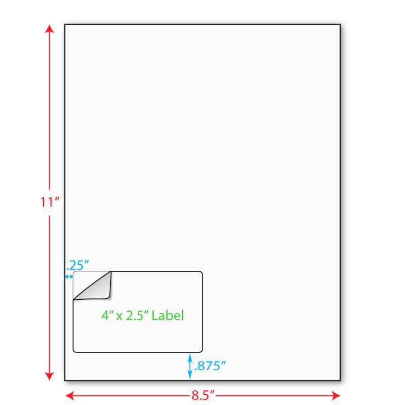 4" x 2-1/2" (4" x 2.5") Integrated Laser Label Form Sheet, 1 Label Left Edge (Carton of 1000)