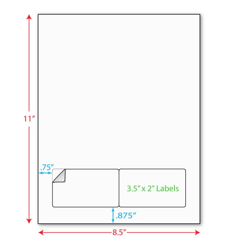 3-1/2" x 2" (3.5" x 2") Integrated Laser Label Form Sheets, 2 Up Labels (Carton of 1000)