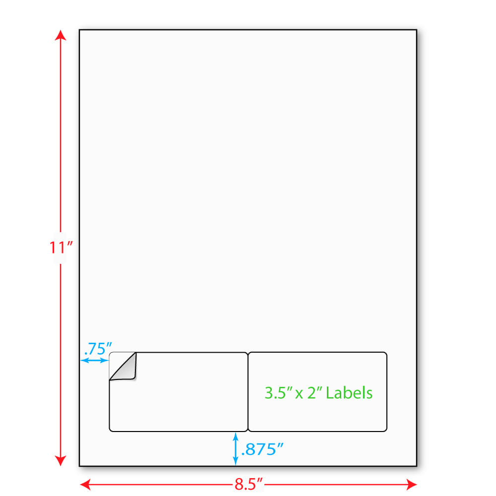 3-1/2" x 2" (3.5" x 2") Integrated Laser Label Form Sheets, 2 Up Labels (Carton of 1000)