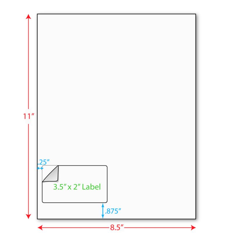 3-1/2" x 2" (3.5" x 2") Integrated Laser Label Form Sheets, 1 Label Left Edge (Carton of 1000)