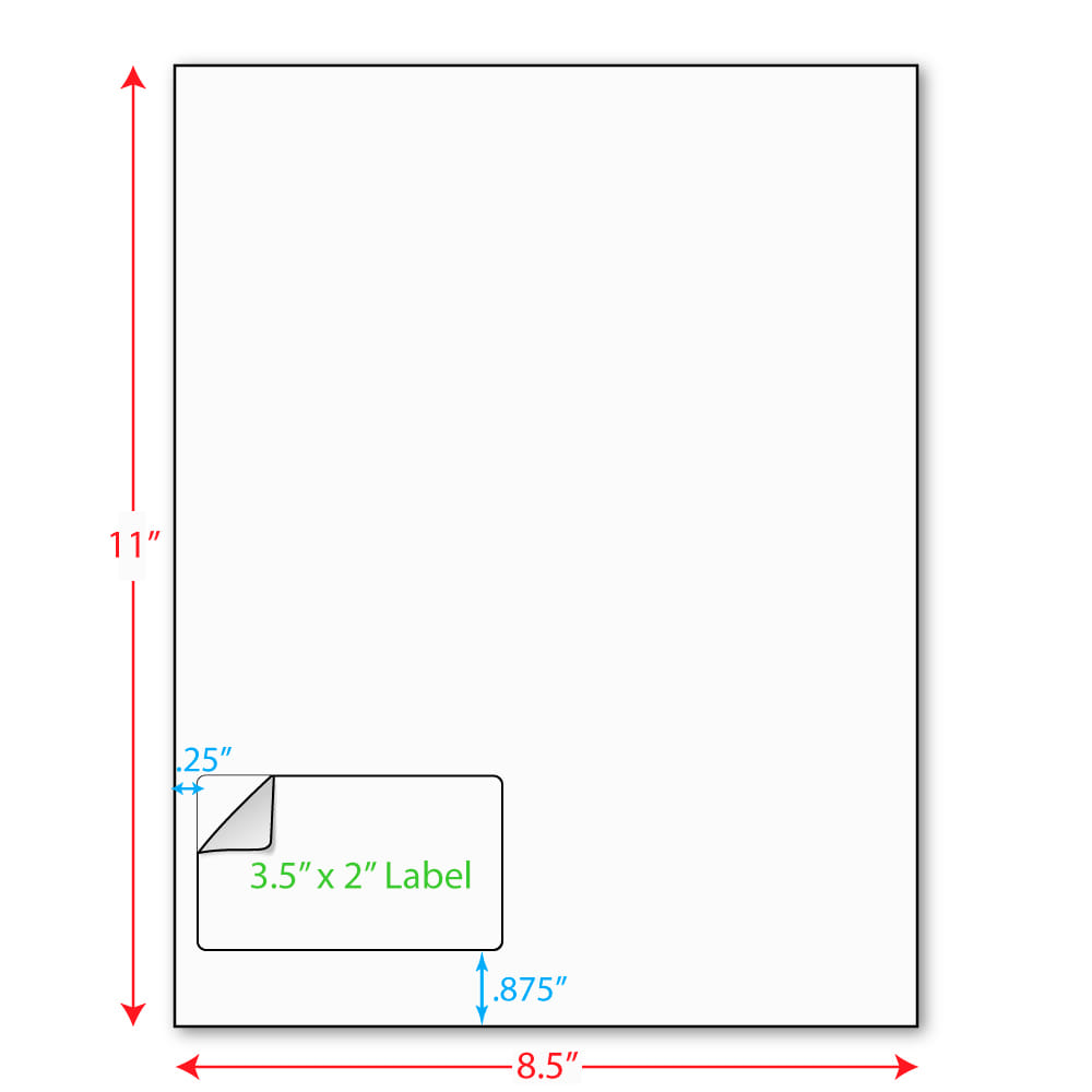 3-1/2" x 2" (3.5" x 2") Integrated Laser Label Form Sheets, 1 Label Left Edge (Carton of 1000)