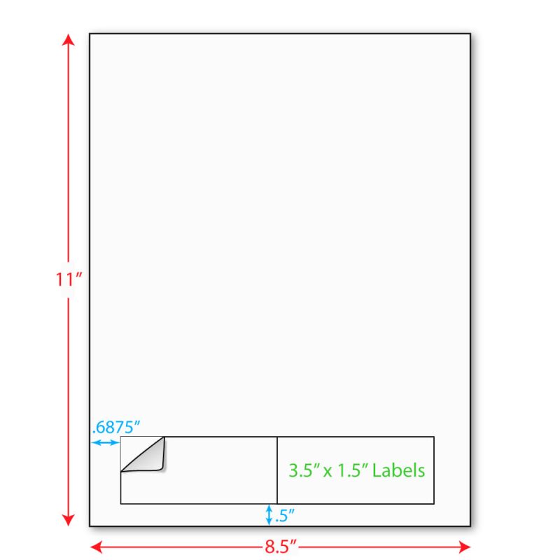 3-1/2" x 1-1/2" (3.5" x 1.5") Integrated Laser Label Form Sheets, 2 Up Labels (Carton of 1000)