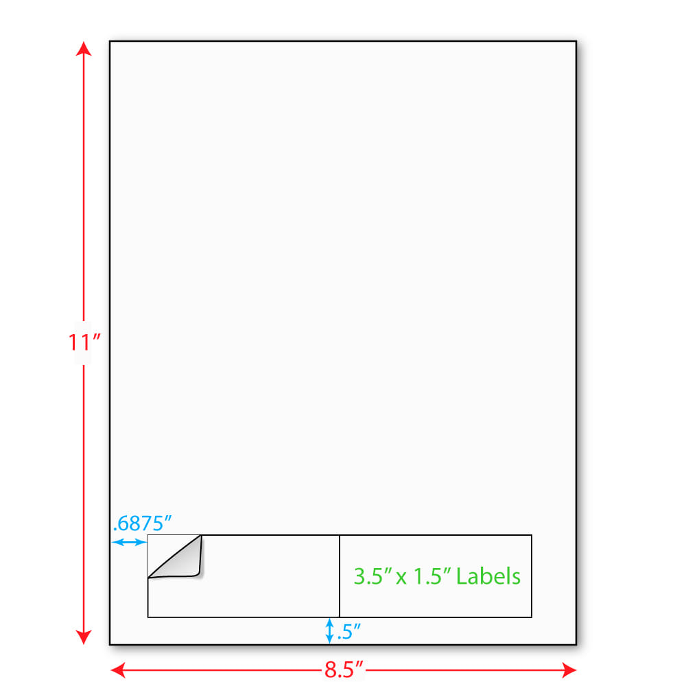 3-1/2" x 1-1/2" (3.5" x 1.5") Integrated Laser Label Form Sheets, 2 Up Labels (Carton of 1000)
