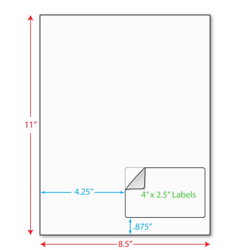 4" x 2-1/2" (4" x 2.5") Integrated Laser Label Form Sheet, 1 Label Right Edge (Lot of 250)