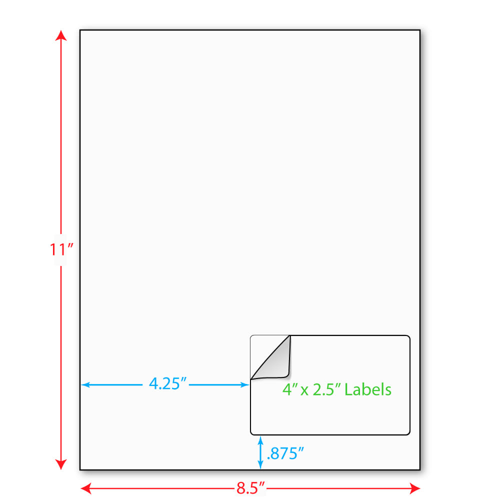 4" x 2-1/2" (4" x 2.5") Integrated Laser Label Form Sheet, 1 Label Right Edge (Lot of 250)