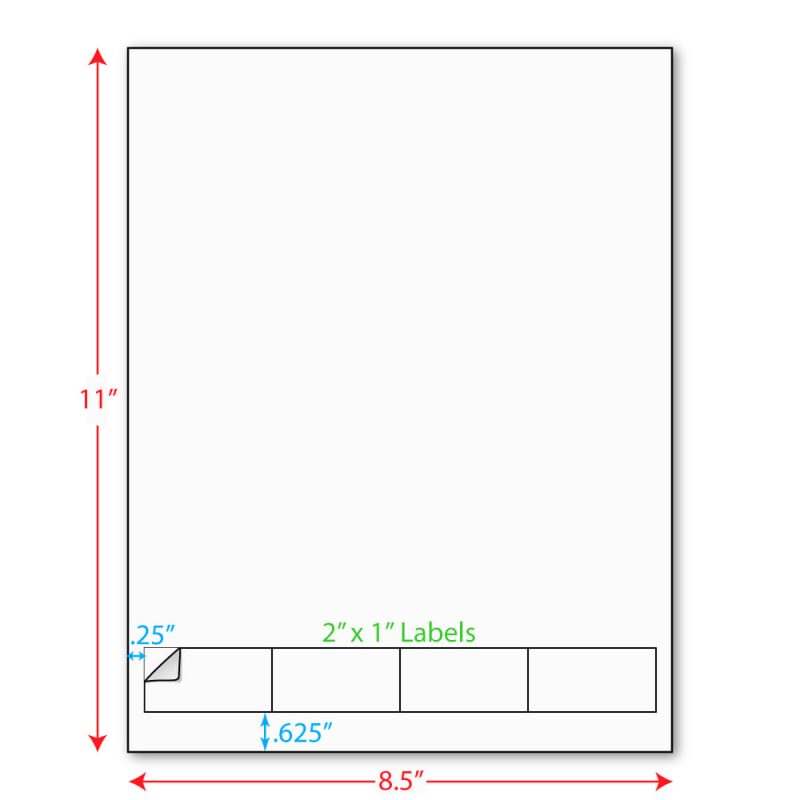 2" x 1" Integrated Laser Label Form Sheets, 4 Across Labels (Carton of 1000)