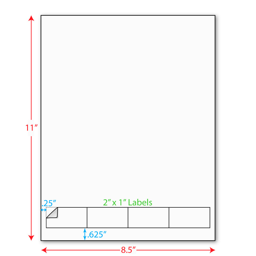 2" x 1" Integrated Laser Label Form Sheets, 4 Across Labels (Lot of 250)