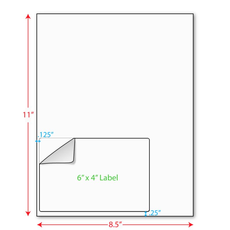 6" x 4" Integrated Laser Label Form Sheets, 1 Label (Lot of 250)