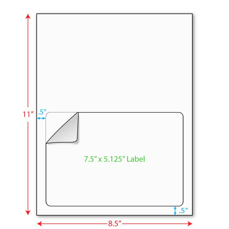 7-1/2" x 5-1/8" (7.5" x 5.125") Integrated Laser Label Form Sheets, 1 Label (Lot of 250)