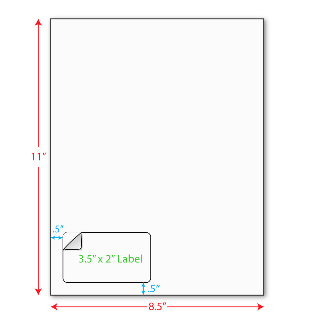 3-1/2" x 2" (3.5" x 2") Integrated Laser Label Form Sheets, 1 Label Left Side (Lot of 250)