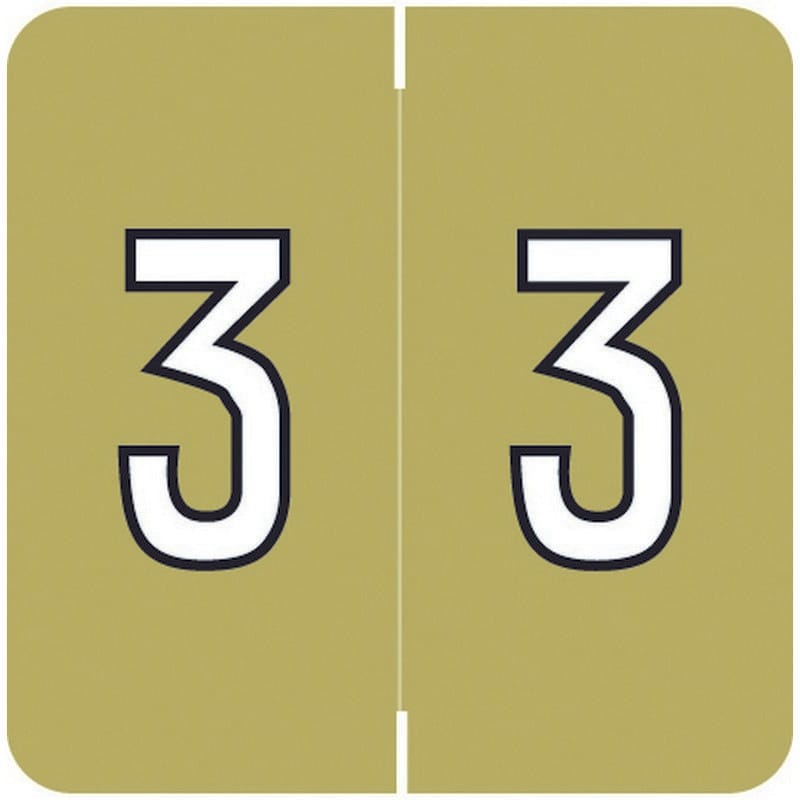 Barkley FNDBM Compatible "3" Numeric Labels, Laminated Stock, 1-1/2" x 1-1/2" Individual Numbers - Roll of 500