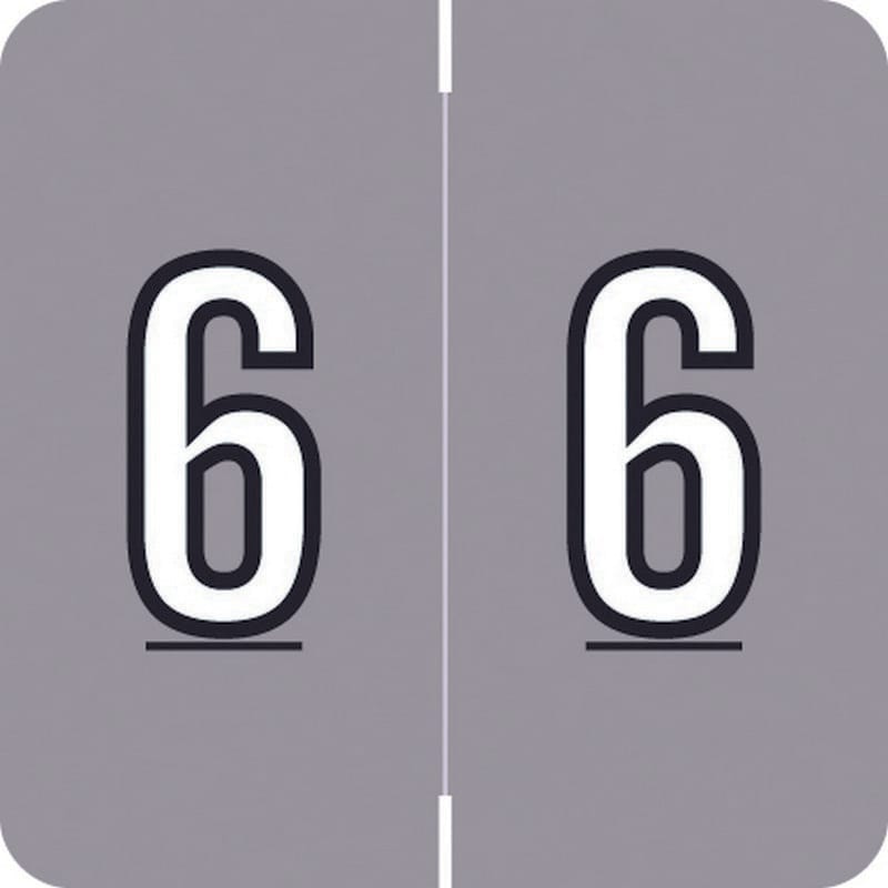 Barkley FNDBM Compatible "6" Numeric Labels, Laminated Stock, 1-1/2" x 1-1/2" Individual Numbers - Roll of 500