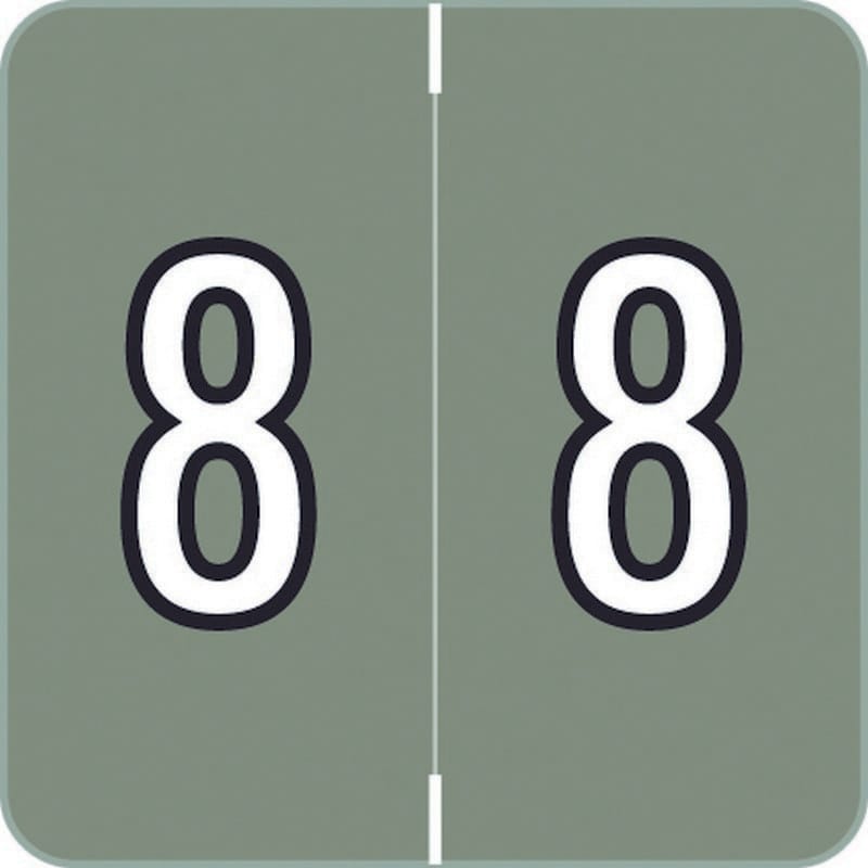 Barkley FNDBM Compatible "8" Numeric Labels, Laminated Stock, 1-1/2" x 1-1/2" Individual Numbers - Roll of 500