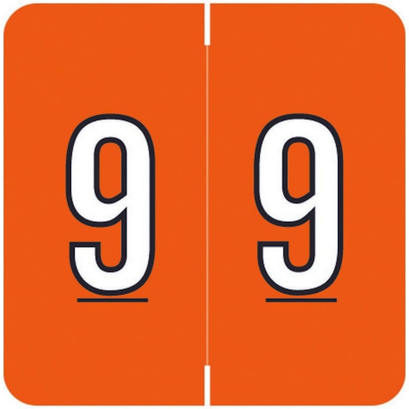 Barkley FNDBM Compatible "9" Numeric Labels, Laminated Stock, 1-1/2" x 1-1/2" Individual Numbers - Roll of 500
