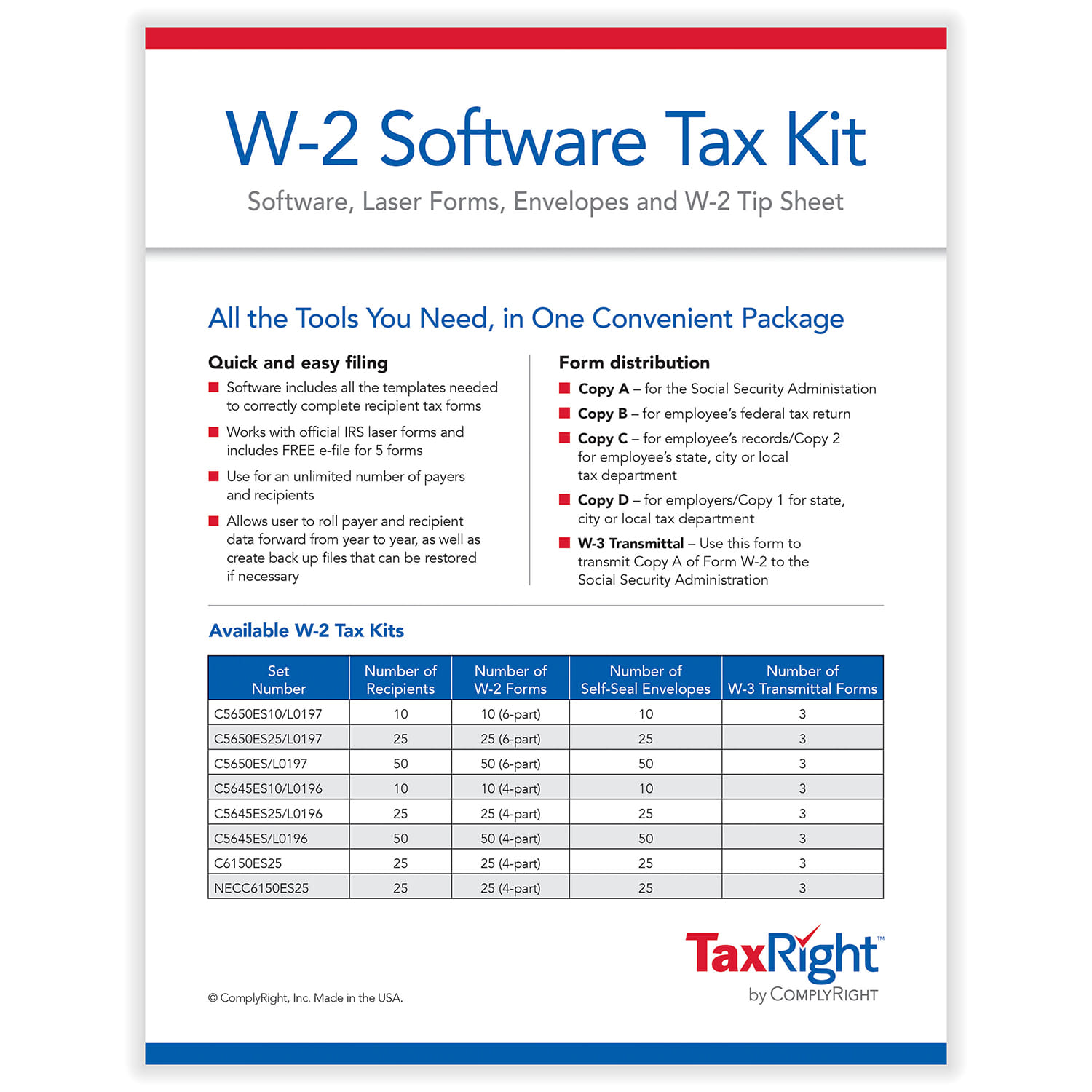 4-Part W-2 Kits with TaxRight Software (10 Employees) - Image 2