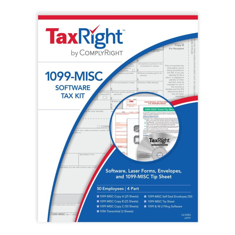 4-Part 1099-MISC Kits with TaxRight Software (50 Employees)