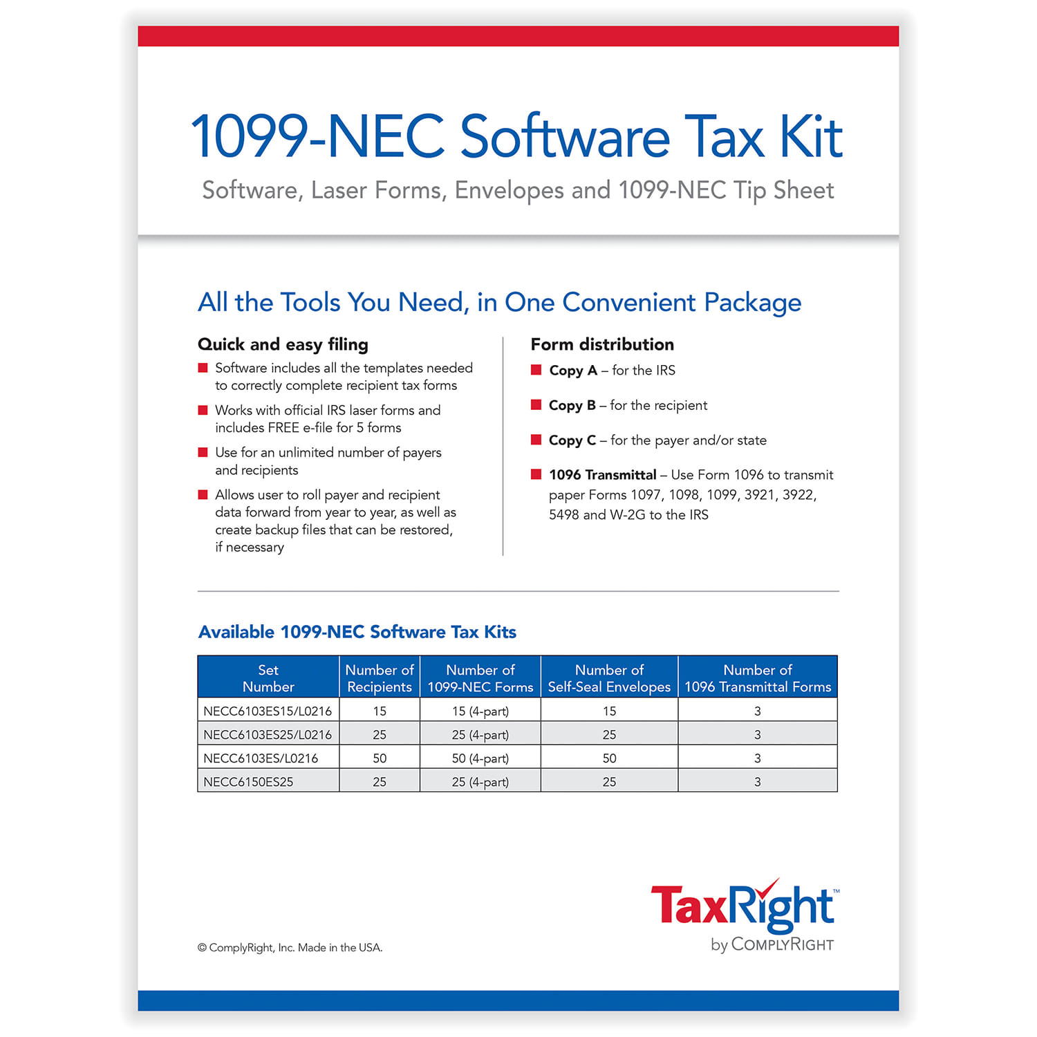 4-Part 1099-MISC Kits with TaxRight Software (50 Employees) - Image 2