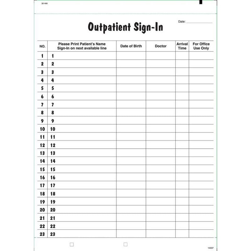 8-1/2" x 11" Pediatric Patients Sign In, Top and Bottom Stubs, 2 pt. Carbonless Form (Lot of 250) - Image 4
