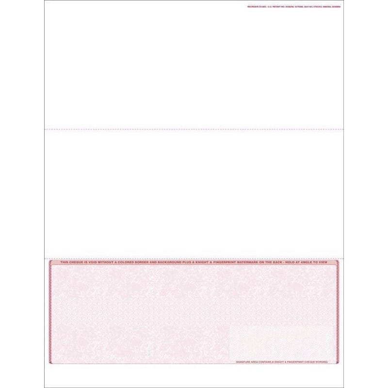 Burgundy Canadian Laser Check, Bottom Position, Tri-Fold (Carton of 500)
