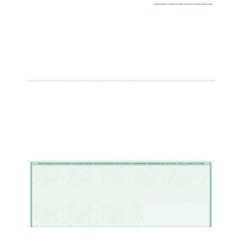 Green Canadian Laser Check, Bottom Position, Tri-Fold (Carton of 500)