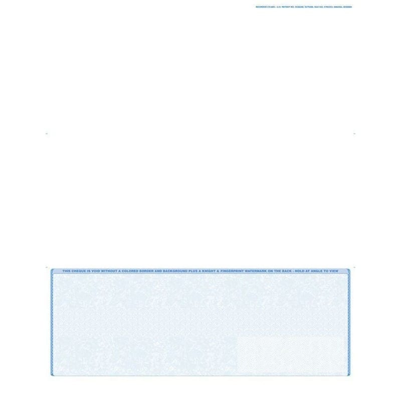 Blue Canadian Laser Check, Bottom Position, Tri-Fold (Carton of 500)