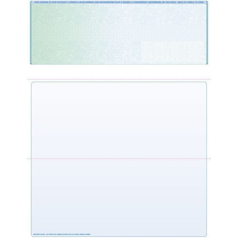 Green to Blue Rainbow Canadian Laser Check, Top Position, Tri-Fold (Carton of 500)