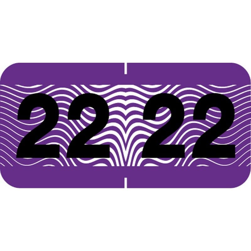 COF Compatible "22" Yearband Labels, Laminated Stock. 1-1/2" X 3/4" - 500 per Roll