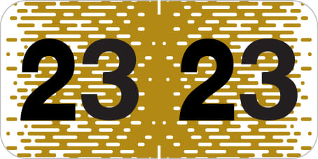 COF Compatible "23" Yearband Labels, Laminated Stock. 1-1/2" X 3/4" - 500 per Roll