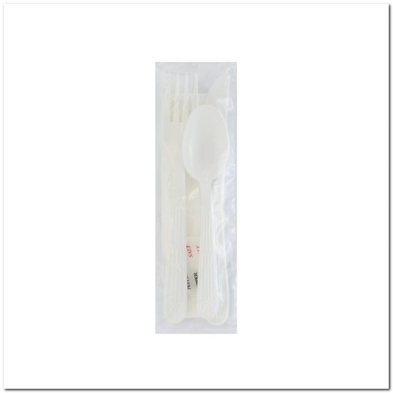 Heavy Weight PP Fork Knife Teaspoon Nap 12x13 Salt Pepper White (250 per Case)