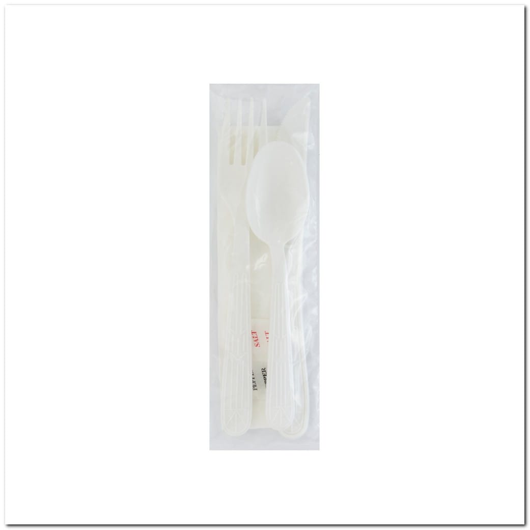 Heavy Weight PP Fork Knife Teaspoon Nap 12x13 Salt Pepper White (250 per Case)
