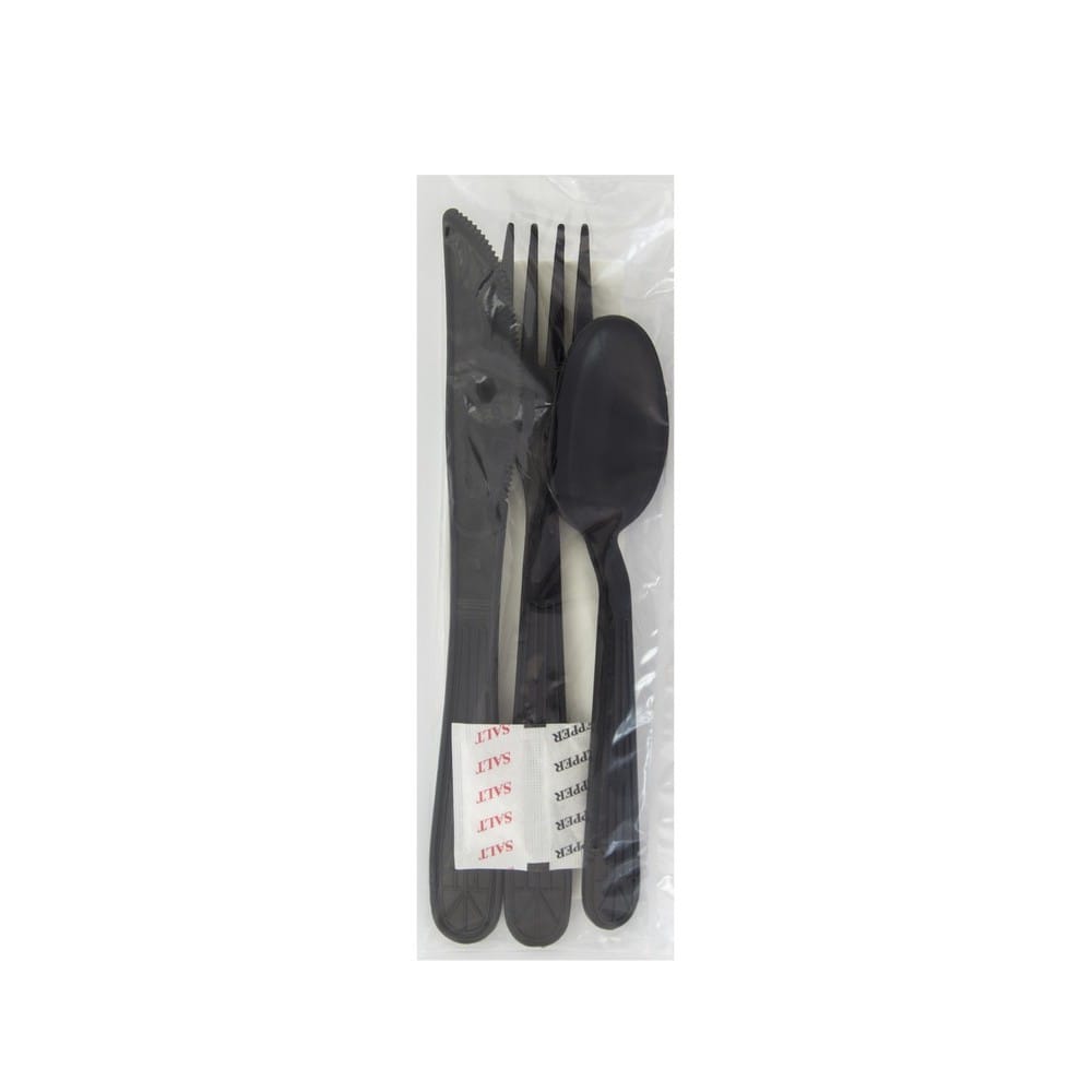 Heavy Weight PP Fork Knife Teaspoon Nap 12x13 Salt Pepper Black (250 per Case)