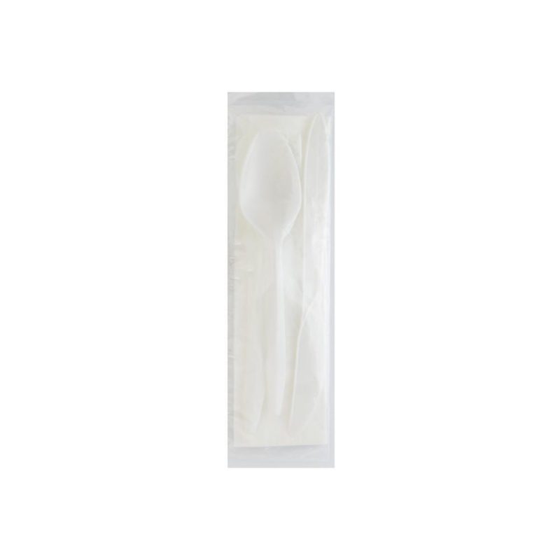 Medium PP Fork Knife Tea Spoon Napkin 12x13 White (250 per Case)