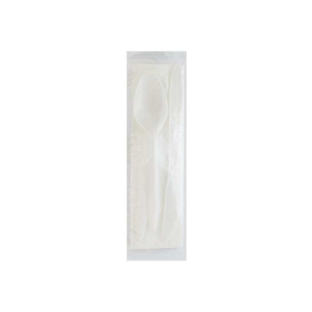 Medium PP Fork Knife Tea Spoon Napkin 12x13 White (250 per Case)